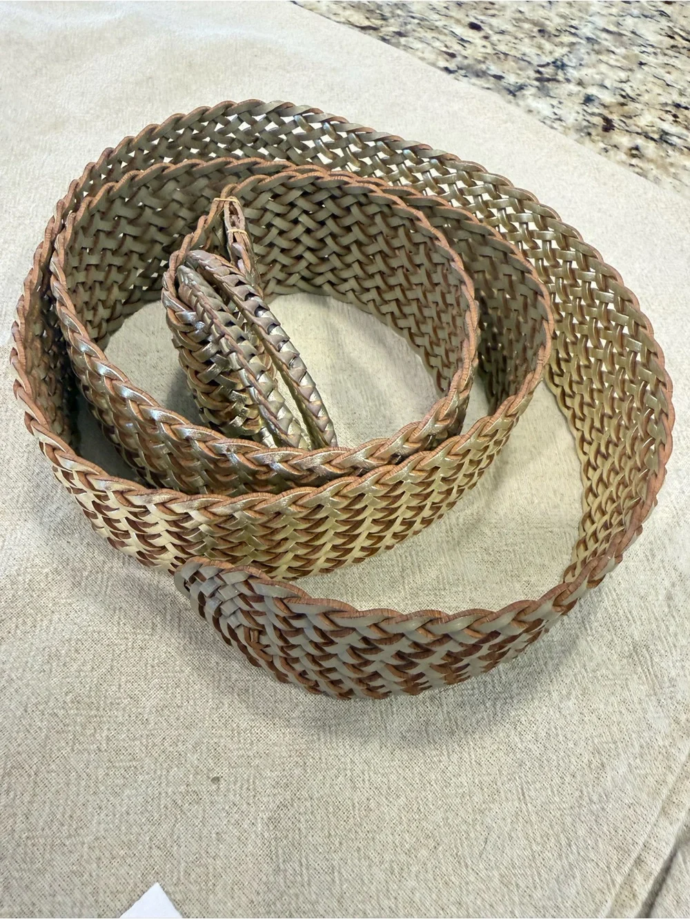 J. Crew metallic gold braided leather belt retro 70s S/M